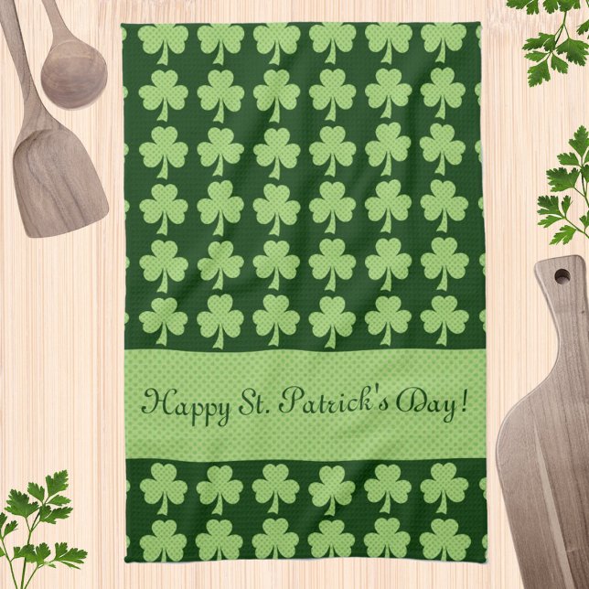 Shamrock Polka dots St. Patrick's Day Personalize Kökshandduk (Skapare uppladdad)