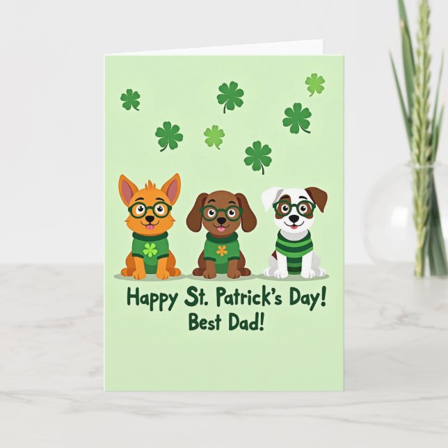 Shamrock Puppy Best Dad Card Kort (Framsida)