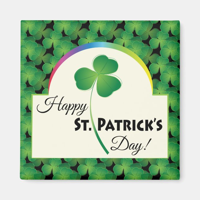 Shamrock Rainbow Lycklig St. Patrick's Day Magnet (Framsidan)