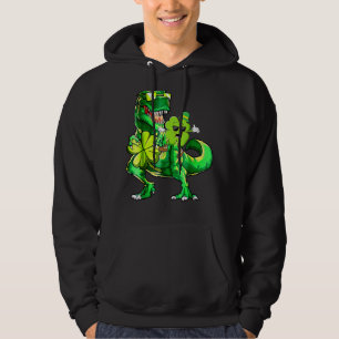 Shamrock Riding Dinosaur T Rex St patricks day Boy Hoodie