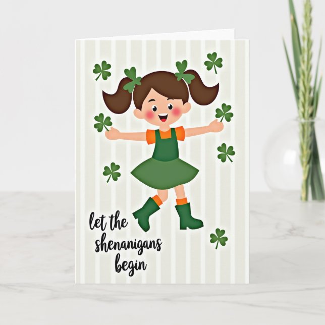 Shamrock Rolig Flickkort Kort (Framsida)