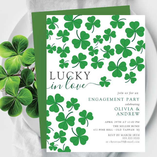Shamrock Romance Lycklig kär Förlovning Inbjudningar (Skapare uppladdad)