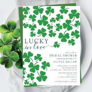 Shamrock Romantik Lucky i Kärlek Heart Möhippa Inbjudningar