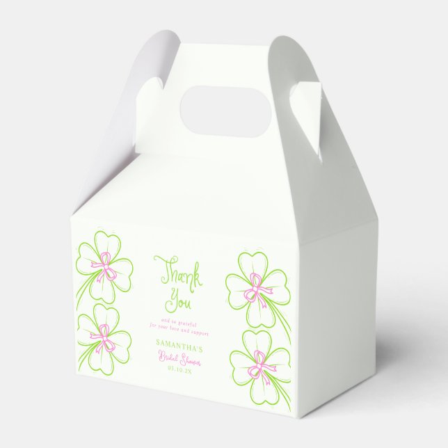 Shamrock Rosa Grön  Bröllopsdusch Tackkort Presentaskar (Framsidan Sidan)