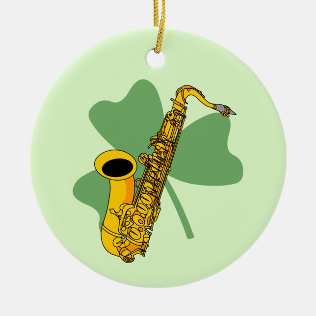 Shamrock Saxophone Julgransprydnad Keramik (Framsidan)