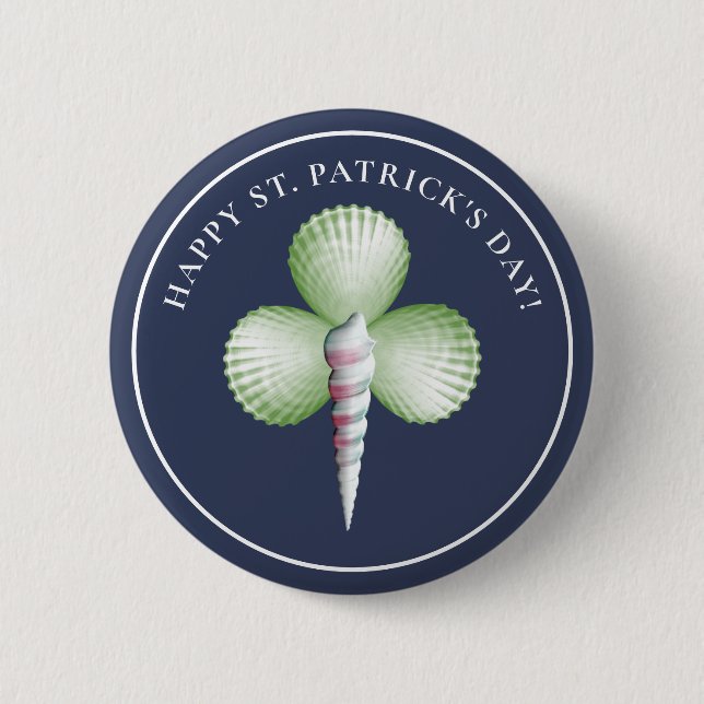 Shamrock Seashells St. Patrick Day Button Knapp (Framsida)