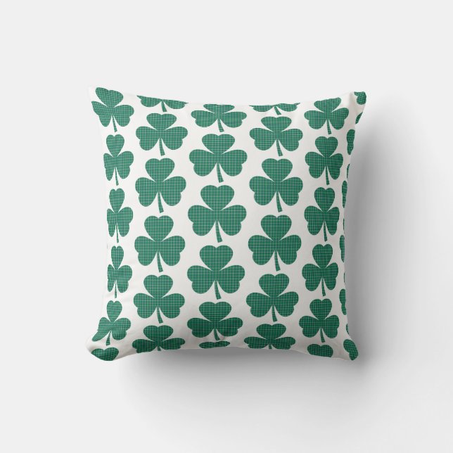 Shamrock Shape Plaid Classic Green Kudde (Framsida)