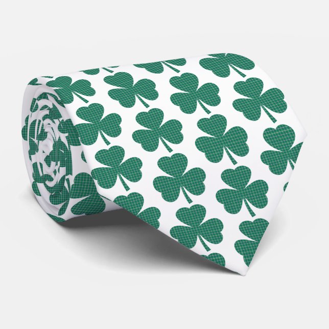 Shamrock Shape Plaid Classic Green Neck Tie Slips (Rullad)