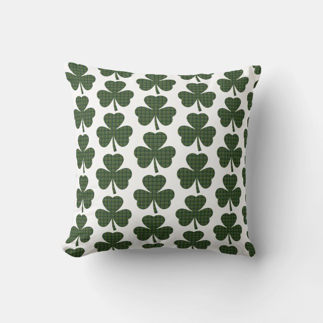 Shamrock Shape Plaid Dark Green Kudde (Framsida)