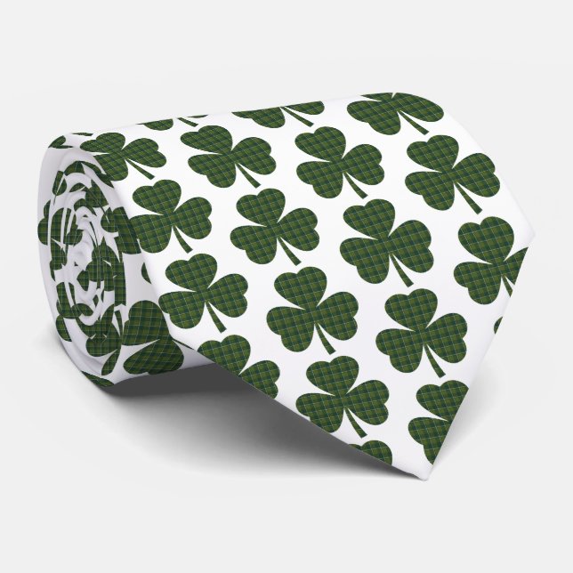 Shamrock Shape Plaid Dark Green Neck Tie Slips (Rullad)