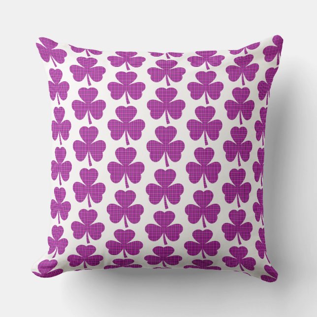 Shamrock Shape Plaid Pink Purple Kudde (Framsida)
