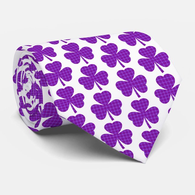 Shamrock Shape Plaid Purple Neck Tie Slips (Rullad)