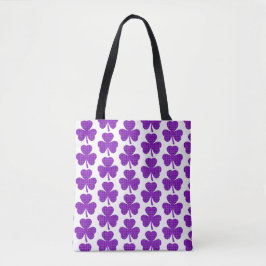 Shamrock Shape Plaid Purple Tote Bag Tygkasse