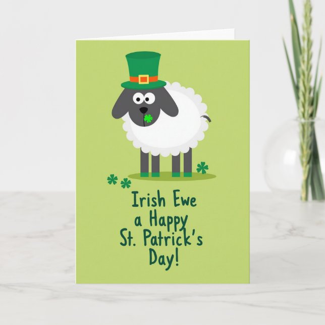 Shamrock Sheep Holiday Card Kort (Framsida)