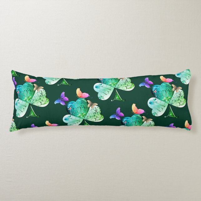 Shamrock Sherpa Lycklig St. Patrick's Day Kroppskudde (Framsidan)