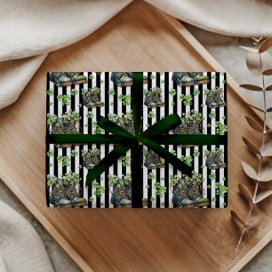 Shamrock-skor Klassisk Svart Vit Randig Presentpapper