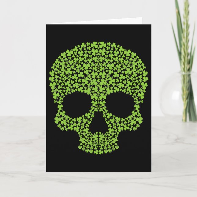 Shamrock Skull Lucky Irish Skull St. Patrick's Day Kort (Framsida)