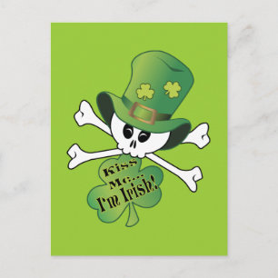 Shamrock Skull Vykort