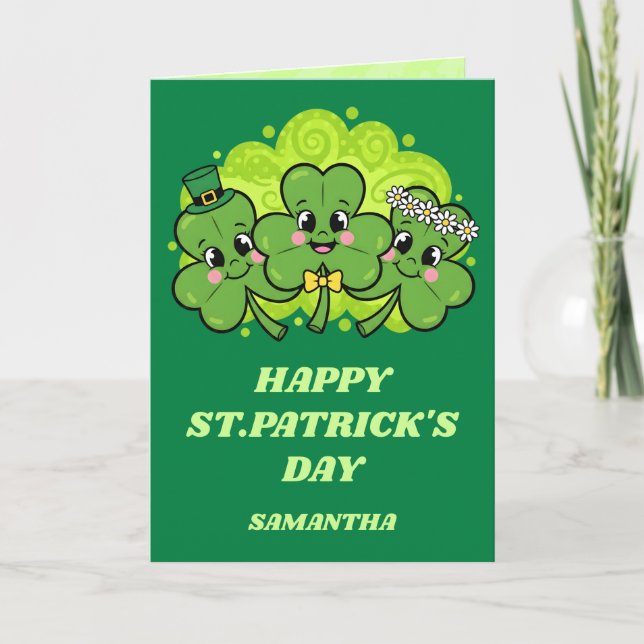 Shamrock Smiles St. Patrick’s Day Card Kort (Framsida)