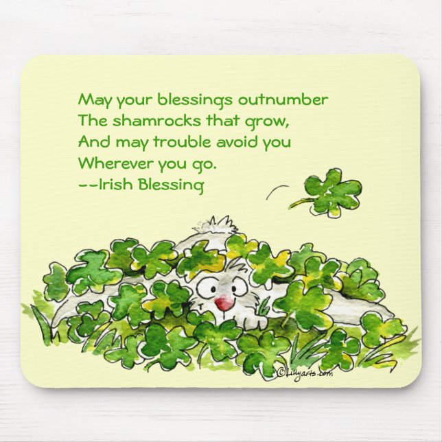 Shamrock som välsignar dagen Mousepads för St. Musmatta (Framsidan)
