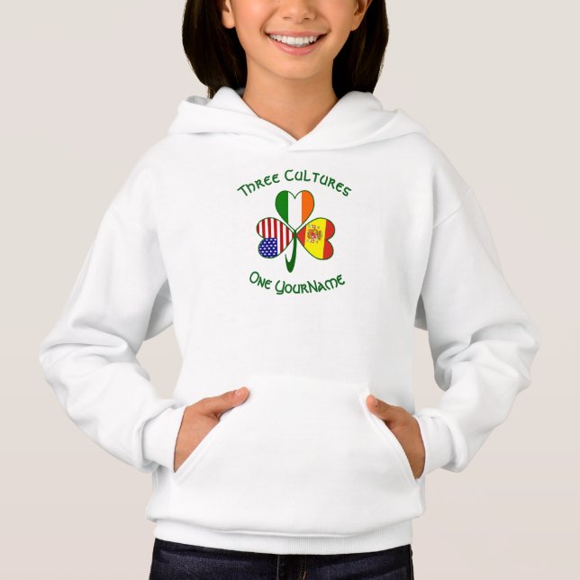 Shamrock Spanien Irland USA-flaggor T Shirt (Framsida)