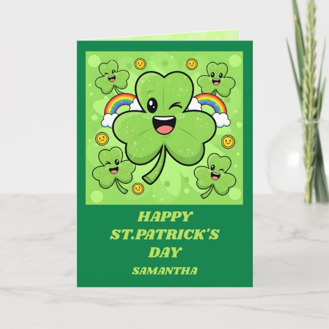 Shamrock Sparkle St. Patrick's Day-kort Kort (Framsida)