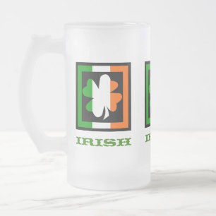Shamrock Square Irish Flagga Frostat Ölglas