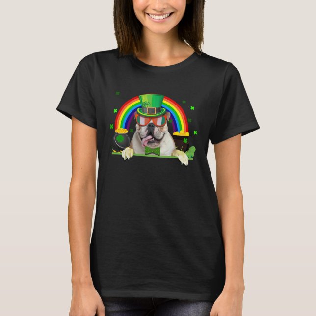 Shamrock St Patrick s Day French Bulldog Leprechau T Shirt (Framsida)