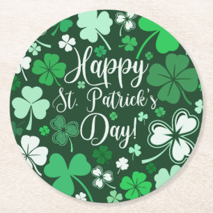 Shamrock St Patrick Underlägg Papper Rund