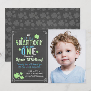 Shamrock St. Patrick's Day 1st Boy Birthday Inbjud Inbjudningar