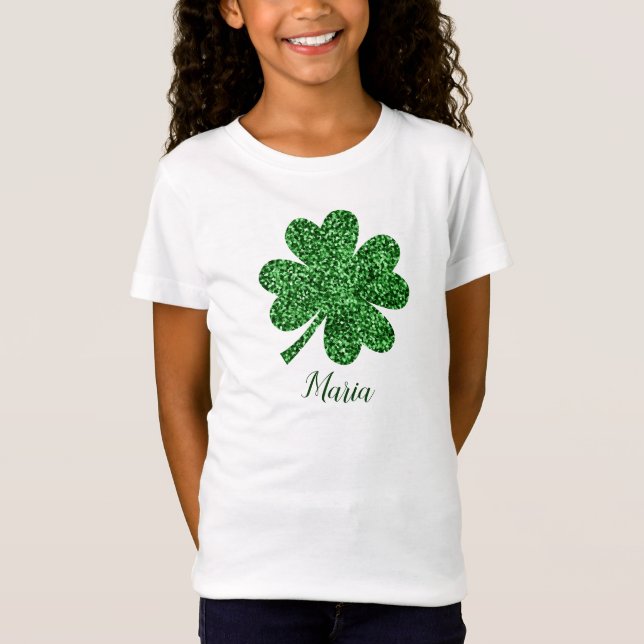 Shamrock St patricks day Barn Faux Glitter T Shirt (Framsida)