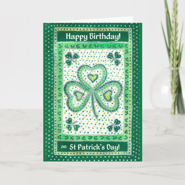 Shamrock St patrick's day Birthday Card Kort (Framsida)