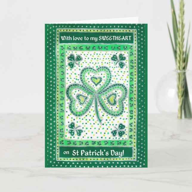 Shamrock St patrick's day Card för en älskling Kort (Framsida)