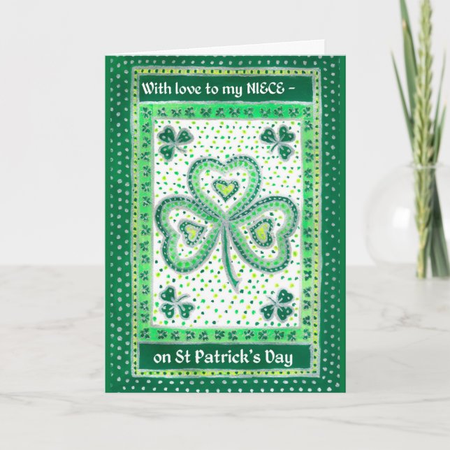 Shamrock St patrick's day Card för en Niece Kort (Framsida)