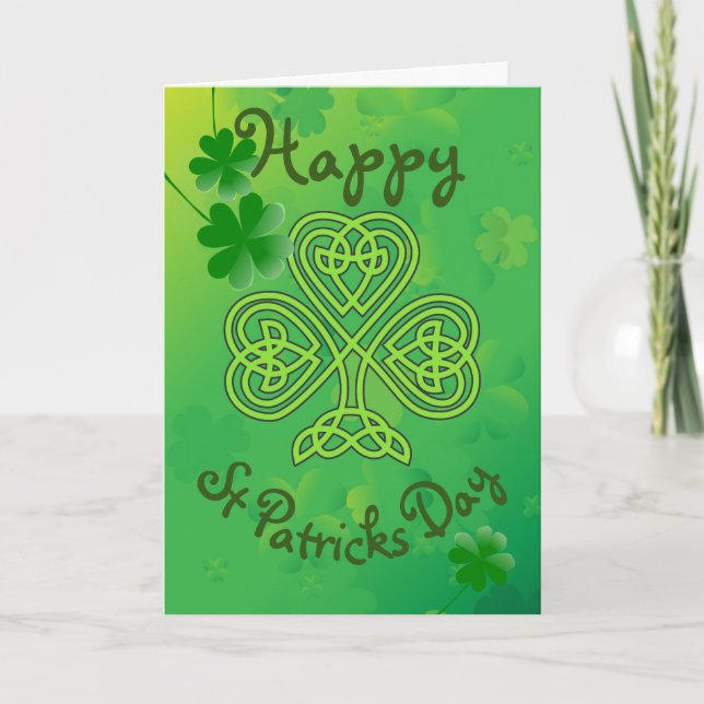 Shamrock St Patrick's Day Celtic Knut Irländsk Lyc Kort (Framsida)