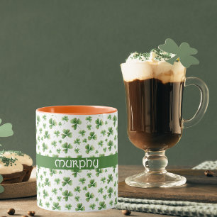 Shamrock St. Patrick's Day Efternamn Mugg