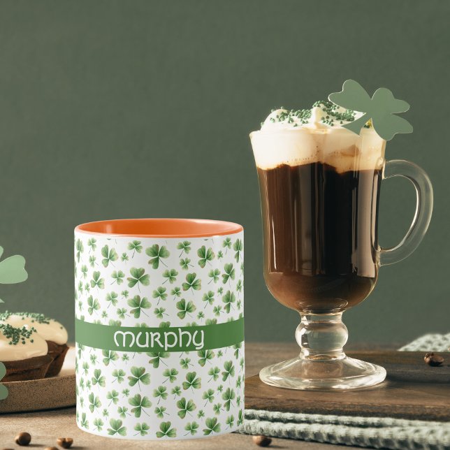 Shamrock St. Patrick's Day Efternamn Mugg (Skapare uppladdad)