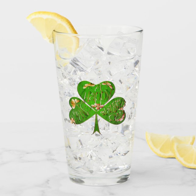 Shamrock St. Patrick's Day Glass Glaskopp (Framsida Ice)