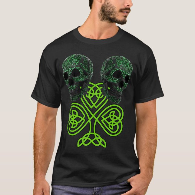 Shamrock St patricks day Irish Celtic Knot Döskall T Shirt (Framsida)