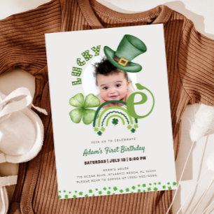 Shamrock St. Patrick's Day Lucky One 1st Birthday Inbjudningar
