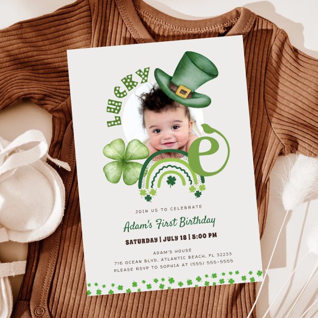 Shamrock St. Patrick's Day Lucky One 1st Birthday Inbjudningar (Skapare uppladdad)