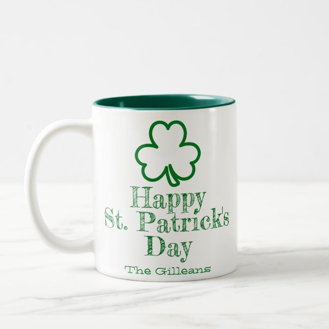 Shamrock-St patricks day med enkel Elegant Två-Tonad Mugg (Vänster)