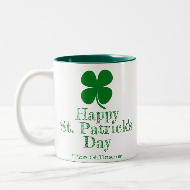 Shamrock-St patricks day med enkel Elegant Två-Tonad Mugg (Vänster)