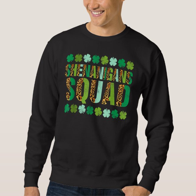 Shamrock St patricks day Shenanigans Squad Lucky F Lång Ärmad Tröja (Framsida)
