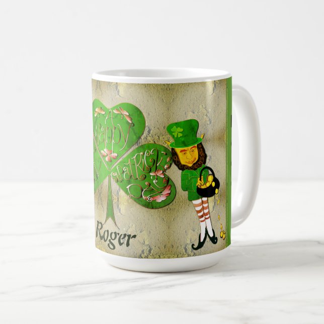 Shamrock St. Patrick's Leprechaun Kaffemugg (Framsida höger)