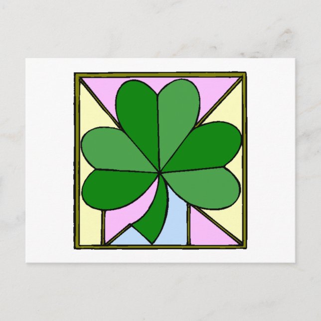 Shamrock Stached Glass Window Vykort (Framsida)
