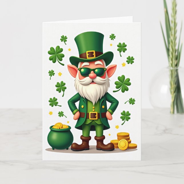 Shamrock Starburst Leprechaun-kort Kort (Framsida)