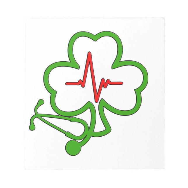 SHAMROCK STETHOSCOPE MED HEARTBEAT ANTECKNINGSBLOCK (Framsida)