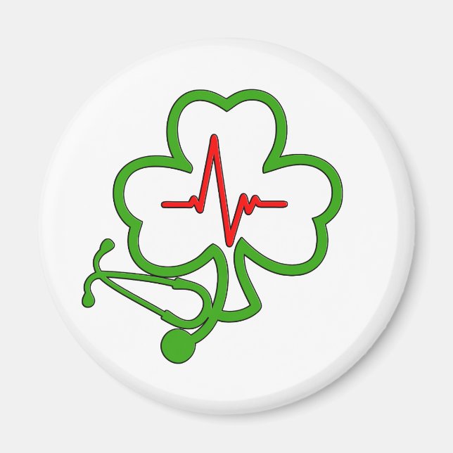 SHAMROCK STETHOSCOPE MED HEARTBEAT MAGNET (Framsidan)