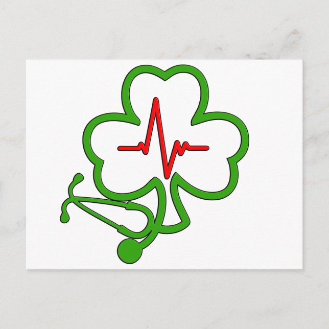 SHAMROCK STETHOSCOPE MED HEARTBEAT VYKORT (Framsida)